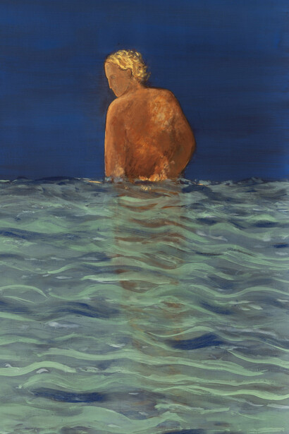 Christine Safa, Nathan (le sporting, bleu azurite) (détail), 2025. Avec l'aimable autorisation de la Galerie Lelong