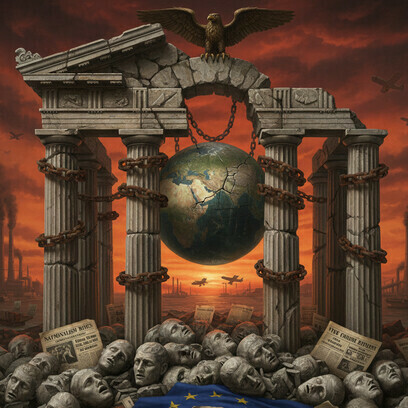 Uma poderosa metáfora visual para o mal-estar social onde a divisão interna e adversários fabricados (imigrantes, "traidores") são usados para mascarar as verdadeiras falhas estruturais do sistema