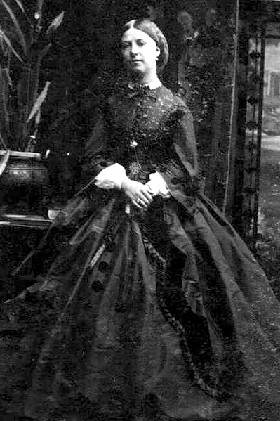 Lady Agneta Montagu in a Victorian mourning dress