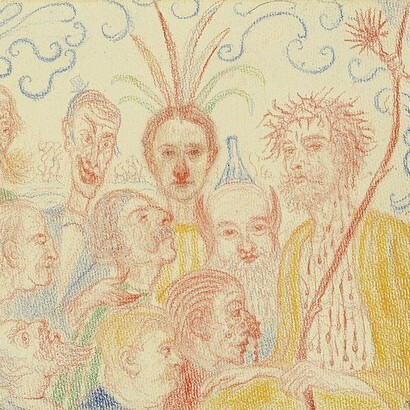 James Ensor, "XIX. Cristo entre los críticos", de la serie "Escenas de la vida de Cristo", 1921