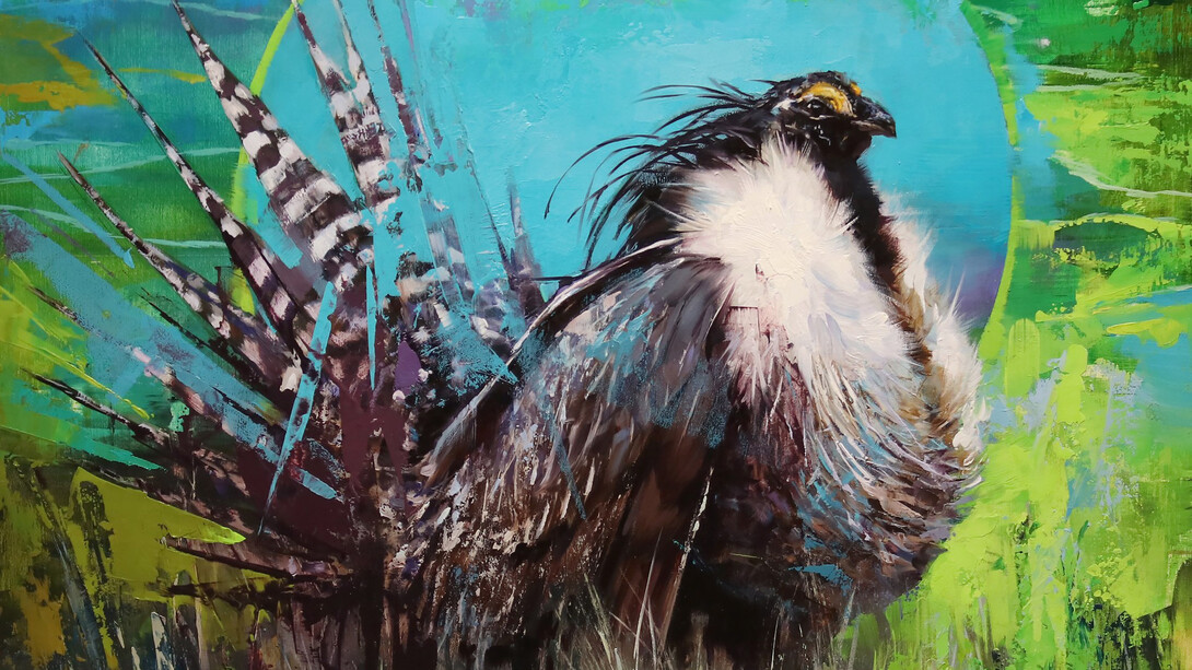 Lindsey Kustusch, The gunnison Sage-Grouse (detail), 2023. Courtesy of Abend Gallery