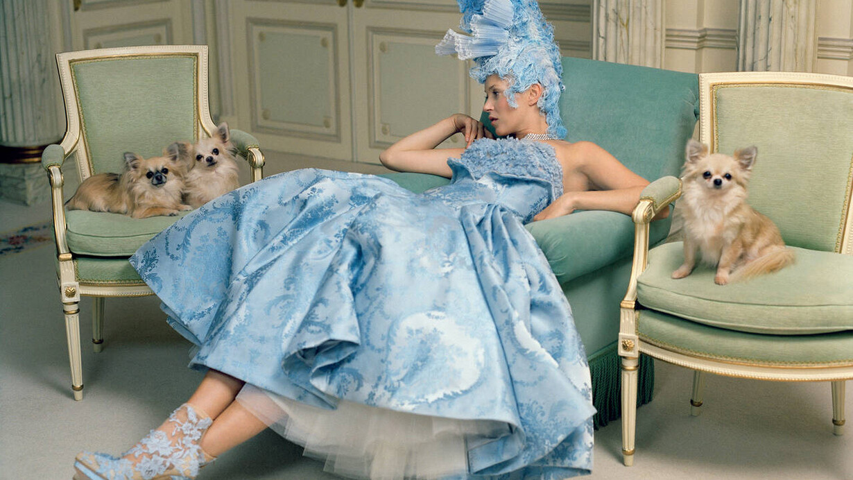 Kate Moss, Fashion: Sarah Burton for Alexander McQueen, Van Cleef & Arpels, and Julian d'Ys, The Ritz, Paris, 2012, for Vogue US, April 2012 issue. Courtesy of V&A Museum of Childhood