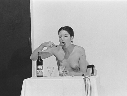 Marina Abramović, Thomas lips (detail), 1975/2025. Courtesy of Galerie Krinzinger