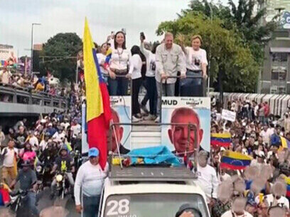 Leader de l’opposition au Venezuela, María Corina Machado est présente lors d’un rassemblement de campagne pour les élections présidentielles de 2024