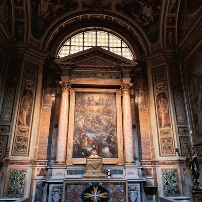 Roma, Chiesa del Gesù, terza cappella a sinistra, Trinità adorata dalla corte celeste, ph. Angelica Maria Luciani