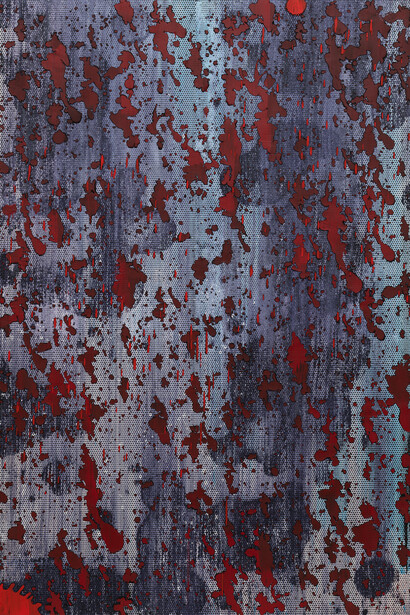 Jacqueline Humphries, JH122 (detail), 2024. Courtesy the artist; Greene Naftali, New York; Modern Art, London; and
Galerie Gisela Capitain, Cologne. Photo by Dan Bradica