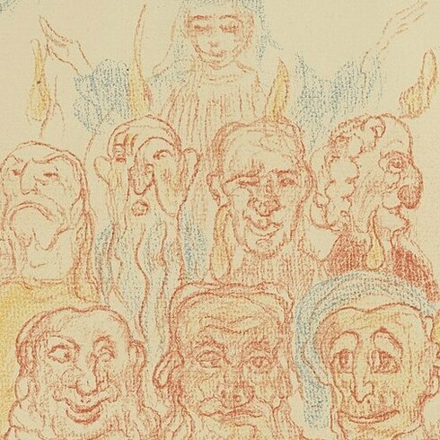 James Ensor, "XXIX. El Espíritu Santo ilumina a los apóstoles", de la serie "Escenas de la vida de Cristo", 1921