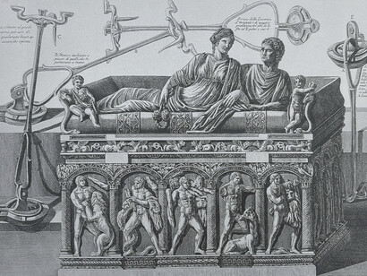 Grand'Urna con suo Coperchio nel Cortile del Palazzo Orsini al Teatro di Marcello, 385 x 530 mm. Retrieved from Ficacci, L. (2022). Vases, Candelabra, Gravestones, Sarcophagi. In Piranesi: The Complete Etchings (p. 621)