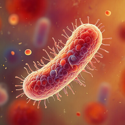 Gesunde Darmbakterien in einer warmen, mikrobiomischen Umgebung
