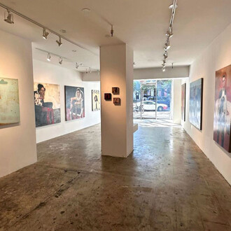 Michele Mikesell, Of watchers, tricksters and the bold, exhibition view. Courtesy of Decorazon Gallery