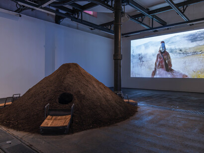 Various artists, Installation view Spazi di resistenza, Mattatoio di Roma, Padiglione 9B. Courtesy Latitudo Art Projects © Monkeys Video Lab