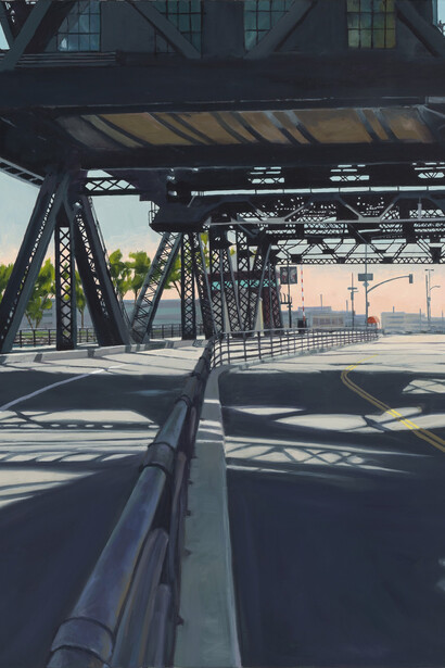 Eileen David, 3rd street bridge - Center divide (detail), 2025. Courtesy of LewAllen Galleries