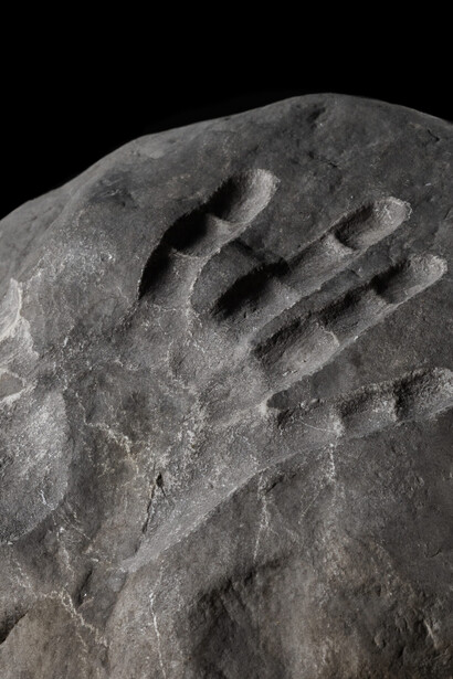 The commanding presence of David in Gesti Scolpiti at the Teatro Antico di Taormina in Taormina, Italy reframes monumentality as courage rather than conquest