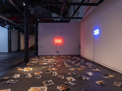 Various artists, Installation view Spazi di resistenza, Mattatoio di Roma, Padiglione 9B. Courtesy Latitudo Art Projects © Monkeys Video Lab