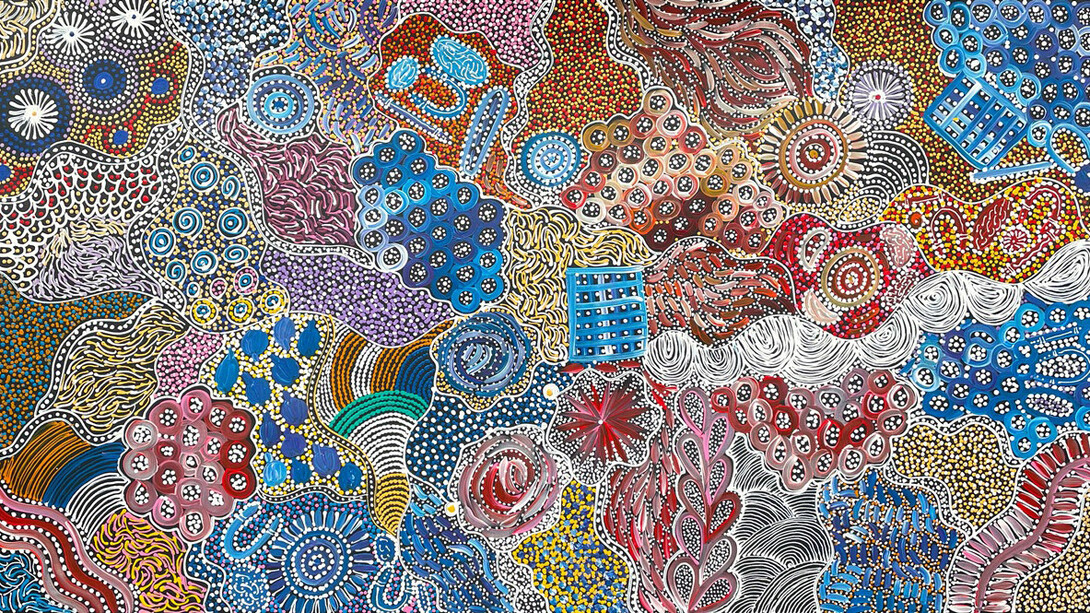 Janet Golder Kngwarreye, Bush yam. My country (detail). Courtesy of Japingka Gallery