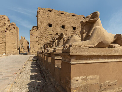 Karnak Temple Complex in Luxor, Egypt, a vast ensemble of temples, pylons, chapels, and sacred buildings forming one of the largest religious sites in the ancient world