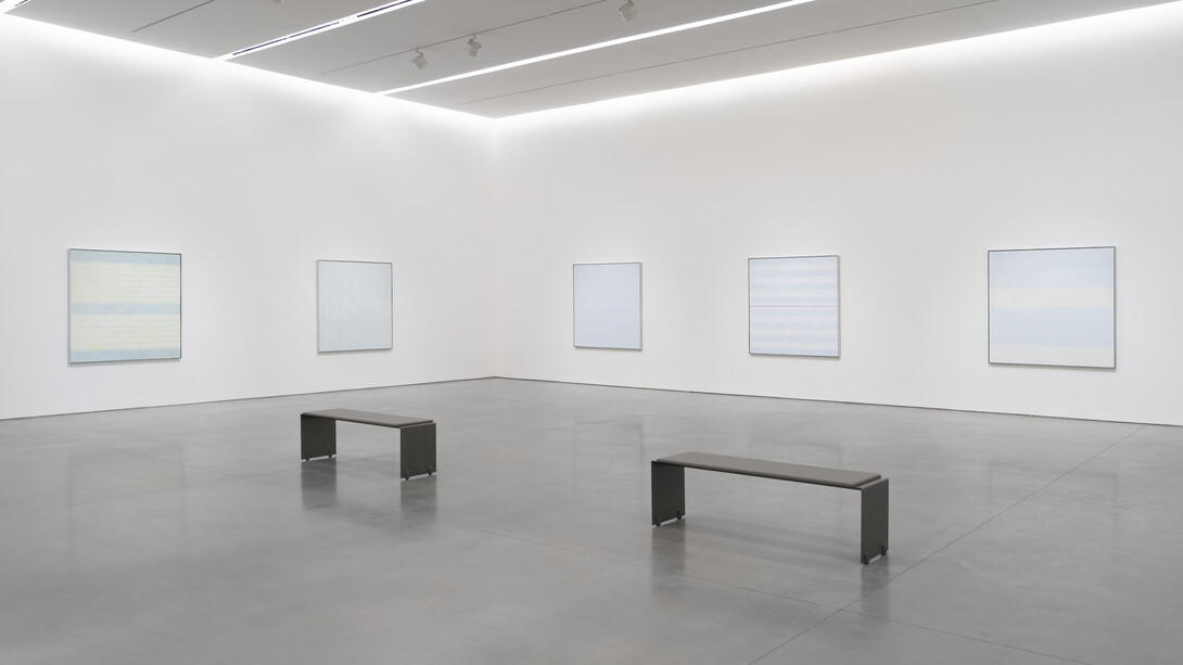 Agnes Martin, Innocent love, exhibition view. Courtesy of Pace Gallery