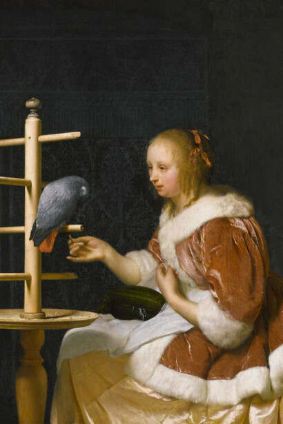 Frans van Mieris the Elder, Young woman feeding a parrot, 1663. Courtesy of Norton Museum of Art