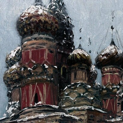 Nikolay Dubovskoy, "Catedral de San Basilio en invierno", óleo sobre lienzo, 1908