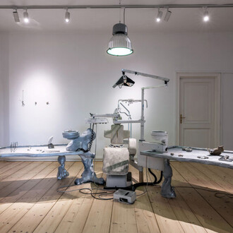 Various artists, Neanderthal beauty clinic, exhibition view. Courtesy of Estonian Museum of Applied Art and Design