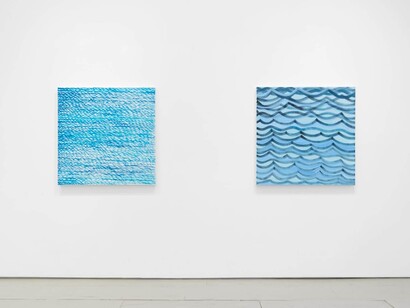 Benjamin Butler, Water paintings, exhibition view. Courtesy of Klaus von Nichtssagend Gallery