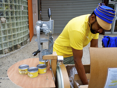 Nari Ward, Sugar Hill Smiles, 2014 for No Longer Empty's exhibition If You Build It, on view June 25-August 10, 2014 in Broadway Housing Communities' Sugar Hill Building. Photo credit: Amelia Golden.