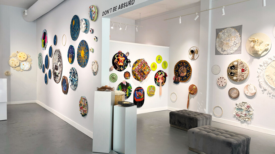 Various artists, Women pulling at the threads of social discourse: don’t be absurd, exhibition view. Courtesy of The Camp Gallery