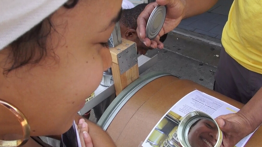 Nari Ward, Sugar Hill Smiles, 2014 for No Longer Empty's exhibition If You Build It, on view June 25-August 10, 2014 in Broadway Housing Communities' Sugar Hill Building. Photo credit: Amelia Golden.