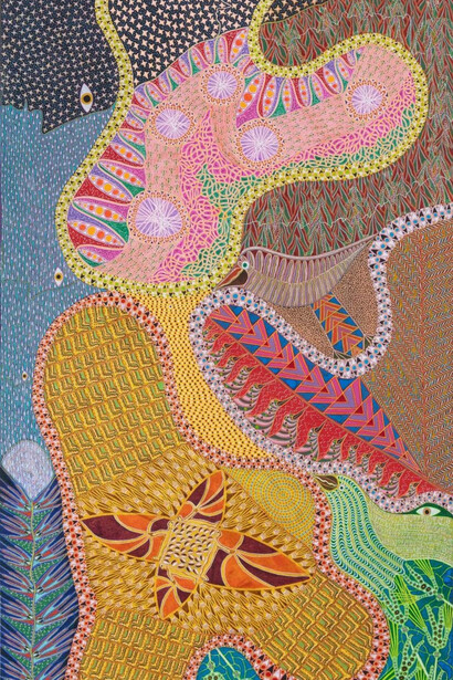 Domenico Zindato, Impetus / A dotted line / Walked path / I am you / Eternal impetus (detail), 2024. Courtesy of Andrew Edlin Gallery