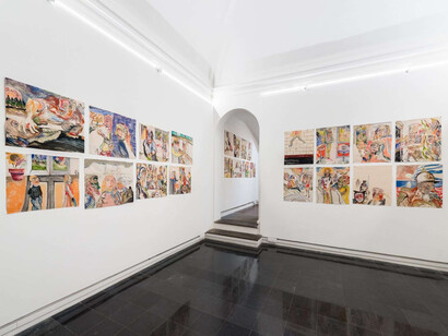 Pier Paolo Perilli, I quadrucci, exhibition view. Courtesy of Galleria Eugenia Delfini