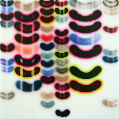 Jaq Chartier, 9 Studies (P. FE Red), 2014, acrylic, stains & spray paint on wood panel, 76.2 x 61 cm