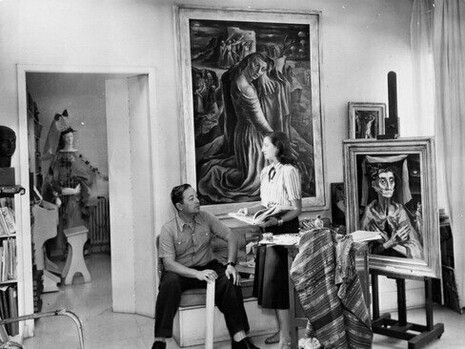 Raquel Forner and her husband, sculptor Alfredo Bigatti, in their studio in San Telmo, Buenos Aires, Argentina