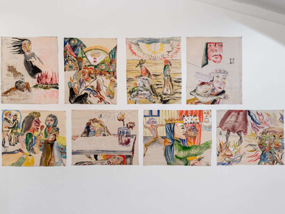 Pier Paolo Perilli, I quadrucci, veduta dell’esposizione. Cortesia della Galleria Eugenia Delfini