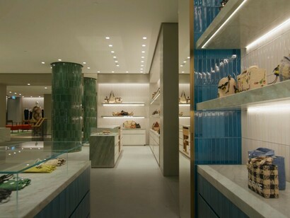 Loewe’s New Sydney Flagship Store, Australia — a façade of deep blue ceramic tiles evokes Mediterranean heritage with modernist precision ©thecommercialproject