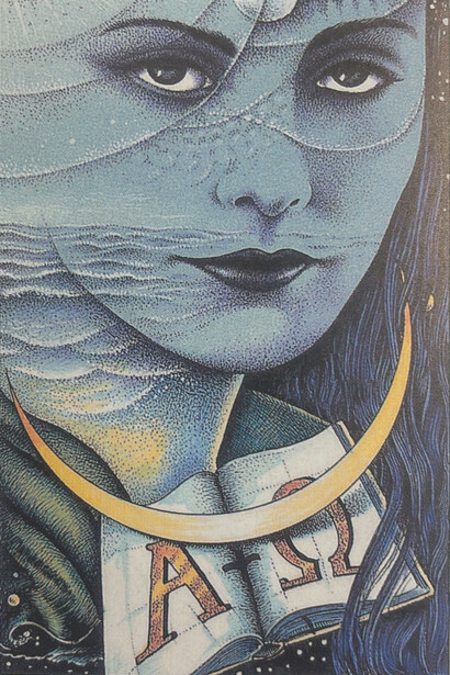 Norbert Lösche & Jean Huets, Cosmic Tarot, Germany, 1986. Retrieved from Hundley, J., Slinger, P., Fiebig, J., & Kroll, M. (2021). Tarot. Taschen