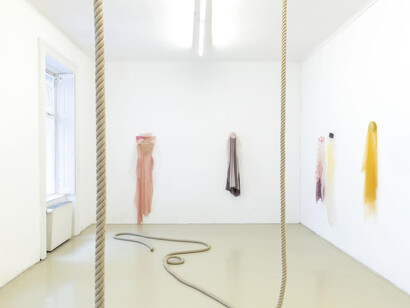 Carlos Amorales, Face and mask, exhibition view. Courtesy of Galerie Krinzinger