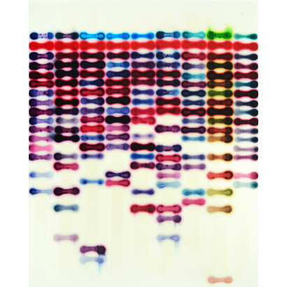 Jaq Chartier, Small Infusion, 2014, acrylic, stains & spray paint on wood panel,25.4 x 25.4 cm