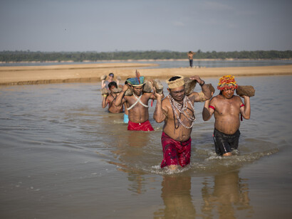 Povo Munduruku em protesto no Rio Tapajós. Foto Greenpeace/Bruno Kelly, 2024