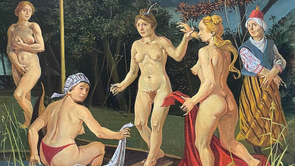 János Duschanek, Woman bathing (departure). Courtesy of Koller Galéria