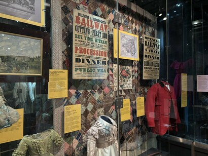 Dressed for departure: fashion in the age of rail, exhibition view. Courtesy of the Bowes Museum ©The Bowes Museum, County Durham. Photography by Claire Collinson