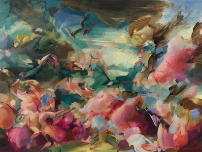 Flora Yukhnovich, Tarantella (detail), 2025. Courtesy of Hauser & Wirth Gallery