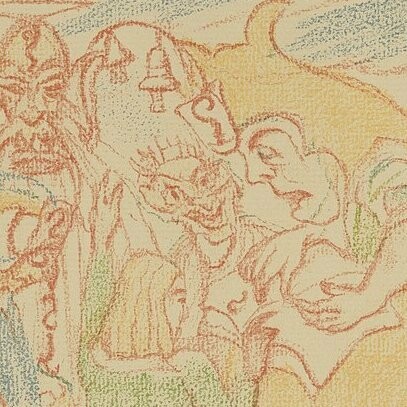 James Ensor, "VIII. Jesús entre los médicos", de la serie "Escenas de la vida de Cristo", 1921