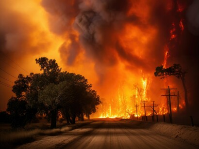 A scorched horizon reveals the destructive force of extreme weather and prolonged drought