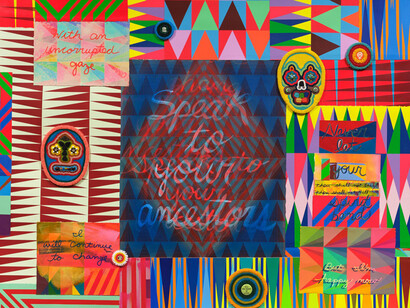 Jeffrey Gibson, with an uncorrupted gaze (détail), 2025. Avec l'aimable autorisation de Hauser & Wirth