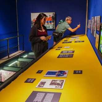 ¡Cancha brava! South American football in dispute, exhibition view. Courtesy of Museu do Futebol