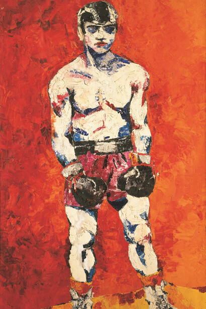 Giovanni Testori, Pugile I (detail), 1969. Courtesy of Mart