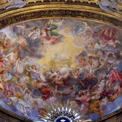 Giovan Battista Gaulli detto il Baciccio, “La gloria dell'Agnello Mistico”. Altare maggiore; volta dell'abside chiesa del Gesù, Roma, Italia