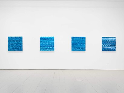 Benjamin Butler, Water paintings, exhibition view. Courtesy of Klaus von Nichtssagend Gallery
