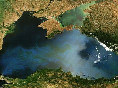 A detailed satellite image of the Black Sea captured on July 2, 2019