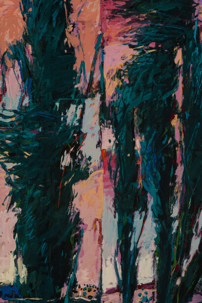 John Fincher, One & three on neon sky (detail), 1989. Courtesy of LewAllen Galleries